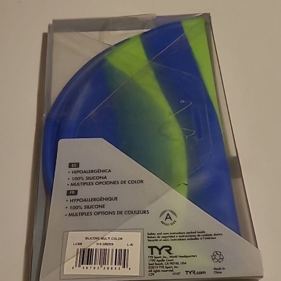 TYR Graphic Silicone Swim Cap - Blue and Green - Picture 2 of 3
